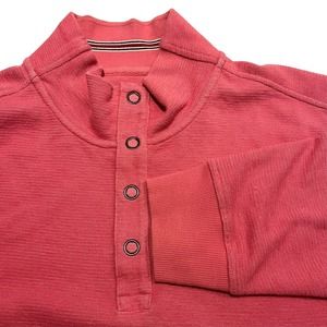 Charleston Treads Men’s XL 1/4 Button Snap‎ Blush Pink and Red Sweater Jacket